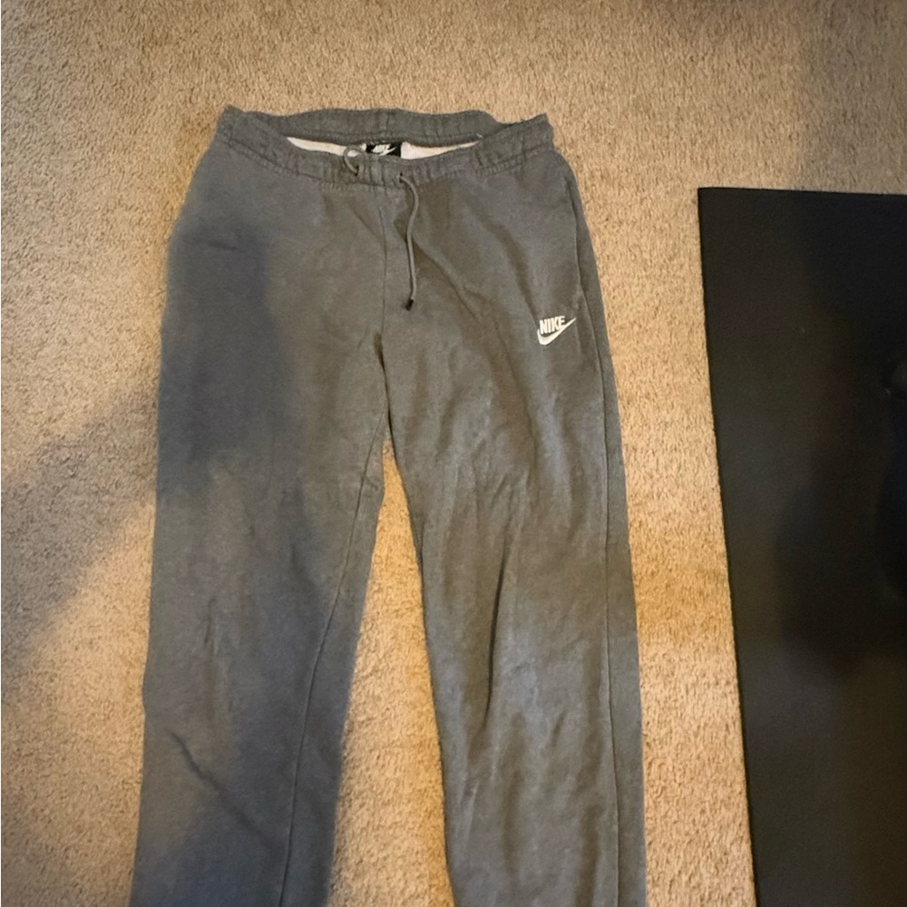Nike Gray Track Pants with Elastic Waistband and Swoosh Logo